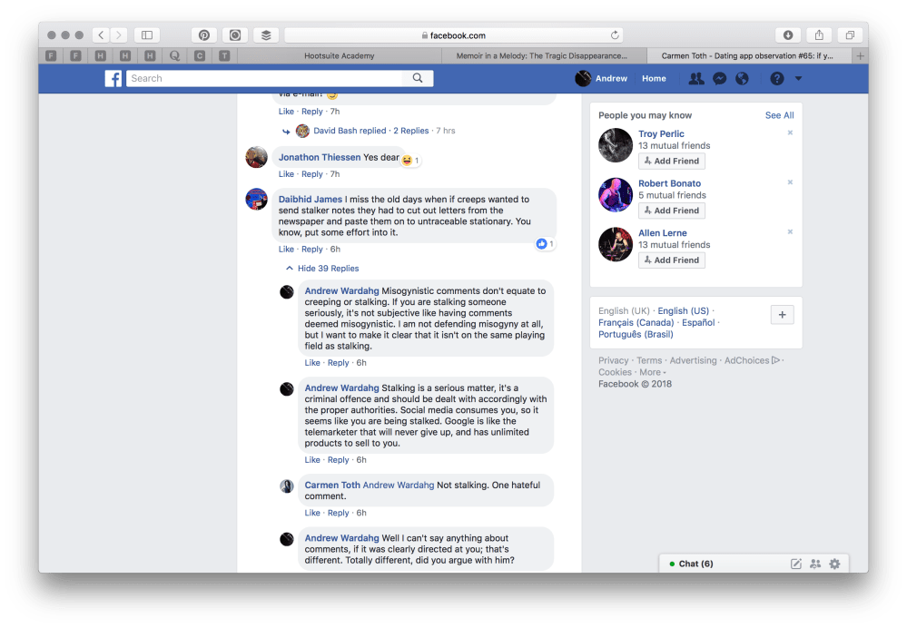 Carmen Toth, Daibhid James (start)